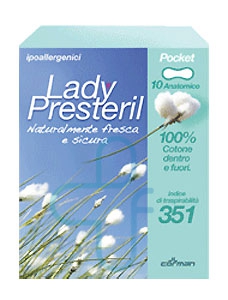Lady Presteril Linea Pocket Assorbente Puro Cotone 10 Assorbenti Anatomici